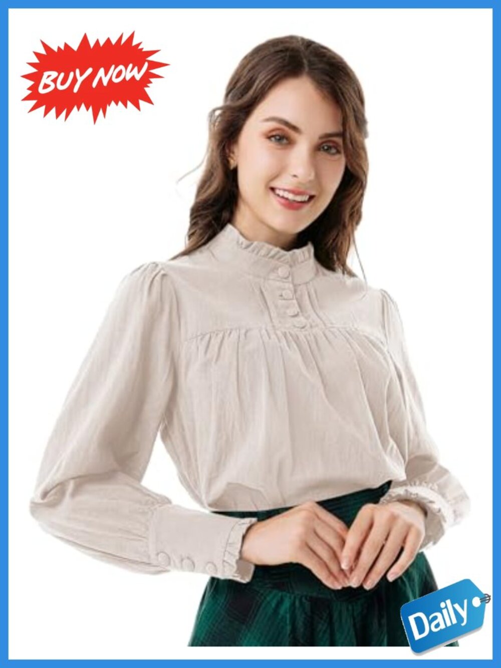 Gothic Victorian Blouse Women Long Sleeve Cotton Renaissance Peasant Top